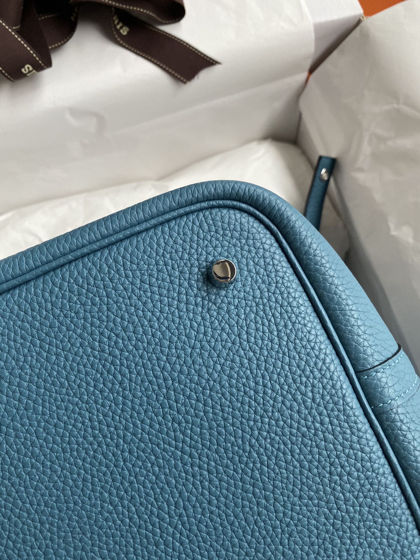 Hermes Picotin Lock 22 Bag In Blue Jean Clemence Leather